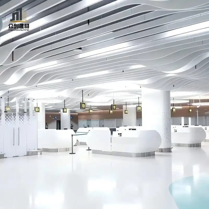Wave Aluminum Baffle Ceiling for Airports | Wind Resistant Wavy Linear Airport Ceiling